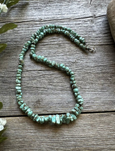 Sterling Silver Number 8 Turquoise Nuggets Bead Necklace Strand. 18 inch