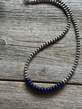 Load image into Gallery viewer, Lapis 4mm Sterling Silver Pearls Choker Bead Necklace. 16 Inch. Gift