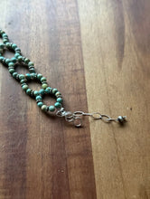 Load image into Gallery viewer, Floral Sterling Silver Blue Green Turquoise Bead Bracelet. 7 Inch