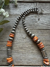Load image into Gallery viewer, Sterling Silver Orange Spiny Oyster W Pearls Kokopelli Bead Necklace 18 Inch