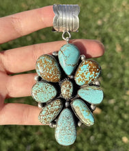 Load image into Gallery viewer, Navajo Sterling Silver Number 8 Turquoise Cluster Pendant. C Yazzie