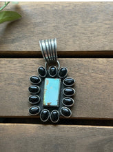 Load image into Gallery viewer, Navajo Sterling Silver Black Onyx Turquoise Cluster Pendant  La Rose