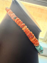 Load image into Gallery viewer, Sterling silver orange spiny with turquoise 18 inch