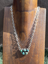 Load image into Gallery viewer, Navajo Sterling Silver Blue Turquoise Cluster Adjustable Chain Necklace K Yazzie