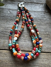 Load image into Gallery viewer, Sterling Silver Multi Strand Multi Stone Bead Necklace. 16 inch