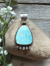 Load image into Gallery viewer, Navajo Sterling Silver Blue Royston Turquoise Pendant. RY Gift