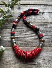 Load image into Gallery viewer, Tommy &amp; Rosita Singer T R Sterling Silver Multi Stone Red Coral Bead Necklace 20