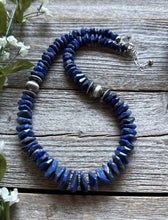 Load image into Gallery viewer, Sterling Silver Irregular Shape Lapis Bead Necklace. 18 inch