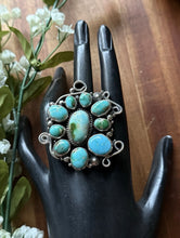 Load image into Gallery viewer, Native American Sterling Silver Blue Turquoise Ring. Size 9.5 Geneva