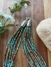 Load image into Gallery viewer, Sterling Silver Multi Strand Blue Green Faceted Turquoise Bead Necklace 20 Inch