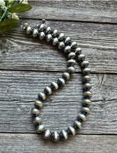 Load image into Gallery viewer, 12mm 22 Inch 925 Sterling Silver Oxidized Pearls Bead Necklace Southwestern