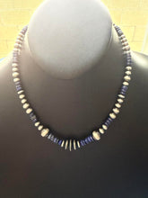 Load image into Gallery viewer, Sterling silver lapis bead necklace 18 inch