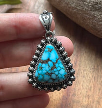 Load image into Gallery viewer, Navajo Sterling Silver Kingman Spiderweb Turquoise Pendant H Piasso