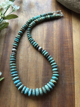Load image into Gallery viewer, Sterling Silver Graduated Turquoise Rondelle Bead Necklace 18 inch Gift