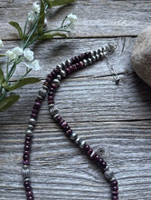 Load image into Gallery viewer, Southwestern Sterling Silver Purple Spiny Oyster Pearls Bead Necklace 18 inch