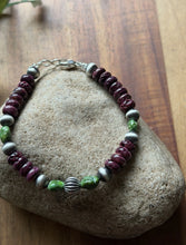 Load image into Gallery viewer, Purple Spiny Oyster Sonoran Gold Turquoise Sterling Silver Pearls Bead Bracelet