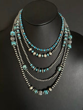 Load image into Gallery viewer, Lot of 5 Sterling Silver Turquoise Pearls Bead Necklaces Set. 16 - 24 inch. Gift