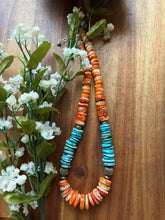 Load image into Gallery viewer, Sterling silver orange spiny with turquoise 18 inch