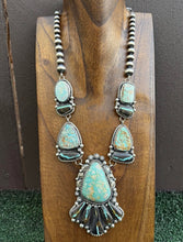 Load image into Gallery viewer, Navajo Sterling Silver Royston Black Jack Turquoise Cluster Lariat Necklace KY
