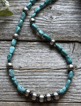 Load image into Gallery viewer, Sterling Silver Blue Turquoise W Pearls Bead Necklace 18 inch
