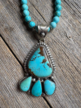 Load image into Gallery viewer, Handmade Navajo Turquoise Pendent Sterling Silver .
Turquoise W Silver Necklace