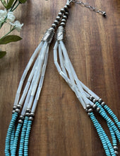 Load image into Gallery viewer, Sterling Silver Multi Strand MOP Mother Of Pearl Turquoise Bead Necklace 22 inch