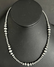 Load image into Gallery viewer, 4mm - 8mm Multi Graduated Sterling Silver Oxidized Pearls Bead Necklace 34 Inch