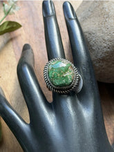 Load image into Gallery viewer, Native American Sterling Silver Sonoran Gold Turquoise Ring. Size 9 Adjustable P