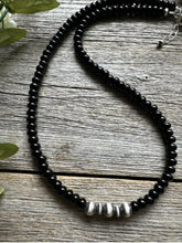 Load image into Gallery viewer, Southwestern 925 Sterling Silver Black Onyx W Pearls Bead Necklace. 18 inch