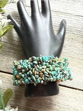 Load image into Gallery viewer, Blue Turquoise Nuggets 7 Inch Stretch Elastic Stretchy Bead Bracelet Gift