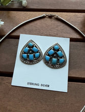 Load image into Gallery viewer, Navajo Sterling Silver Turquoise Cluster Pendant Necklace Earrings Set WR
