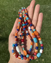 Load image into Gallery viewer, Sterling Silver Multi Strand Multi Stone Bead Necklace. 16 inch