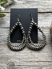 Load image into Gallery viewer, Southwestern Sterling Silver Pearls Double Loop Earrings 3 Inch