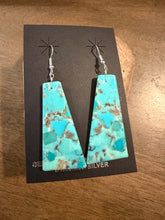 Load image into Gallery viewer, Navajo sterling silver turquoise slab earrings