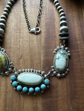 Load image into Gallery viewer, Navajo Sterling Silver Palomino Turquoise Chain Lariat Necklace K Yazzie