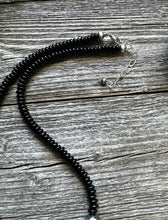 Load image into Gallery viewer, Mens Sterling Silver Black Onyx Turquoise Bead Necklace. 18 Inch