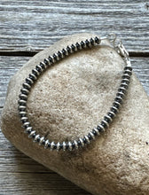 Load image into Gallery viewer, Flat Saucer 4mm 7.5 Inch 925 Sterling Silver Pearls Bead Bracelet. Southwestern