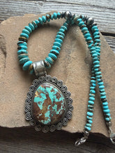 Load image into Gallery viewer, Navajo sterling silver turquoise pendant necklace etta Endito