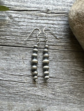 Load image into Gallery viewer, Southwestern 925 Sterling Silver Graduated Pearls Bead Earrings 5mm 8mm. 2.5&quot;