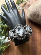 Load image into Gallery viewer, Navajo Sterling Silver White Buffalo Turquoise Cuff Bracelet J Nelson