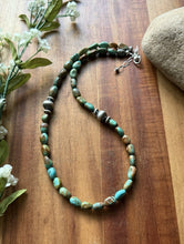 Load image into Gallery viewer, Sterling Silver Blue Green Turquoise Nuggets Pearls Bead Necklace. 18 inch Gift