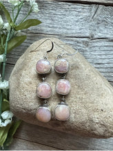 Load image into Gallery viewer, Navajo Pink Conch Sterling Silver Earrings 2.5 Inch. K Yazzie. Gift