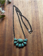 Load image into Gallery viewer, Navajo Sterling Silver Turquoise Cluster Chain Necklace Marcella James