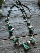 Load image into Gallery viewer, Vintage Native American Sterling Silver Fetish Turquoise Heishi Bead Necklace 30