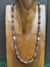 Load image into Gallery viewer, Sterling Silver Purple Spiny Oyster W Multi Bead Pearls Necklace. 24 inch. Gift