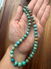Load image into Gallery viewer, Sterling silver turquoise round bead necklace 18 inch