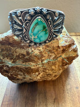 Load image into Gallery viewer, Navajo sterling silver Sonoran rose turquoise cuff bracelet