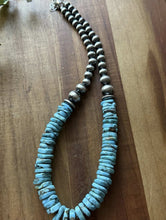 Load image into Gallery viewer, Sterling Silver Blue Turquoise W Pearls Bead Necklace. 18 inch