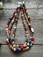 Load image into Gallery viewer, Sterling Silver Multi Strand Multi Stone Bead Necklace. 16 inch
