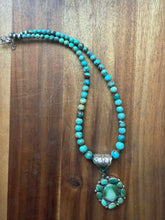 Load image into Gallery viewer, Navajo sterling silver Royston turquoise pendant necklace